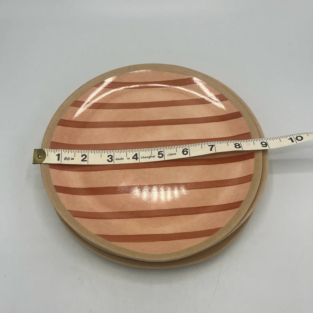 Target Tan and Brown Striped Dinner Plates
